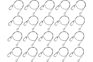 TSSS 20 PCS Stage Lights Safety Cable,52cm Safety Security Cable, with Buckle and Looped Hanging Wire for Stage Lighting,Load 10kg,Stainless Steel + PVC