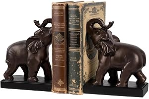 MXARLTR Elephant Decorative Bookends, Bookends for Shelves, Book Ends for Heavy Books with Anti-Slip Pad for Book Lovers Heavy Book Holder for Home Office Decor (Bronze)