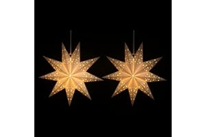 LIOOBO 2pcs 9 Pointed Paper Star Lanterns - Ceiling Lampshade Hanging Ornament for Christmas Wedding Birthday Party Home Decoration 45 * 45cm