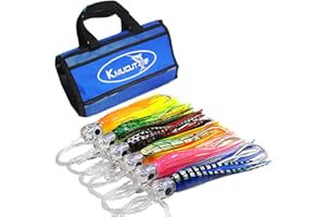 kmucutie Set of 6 pcs trolling Lure Marlin Tuna Dolphin Shark Big Game deep sea Fishing Lures Included Mesh Bag