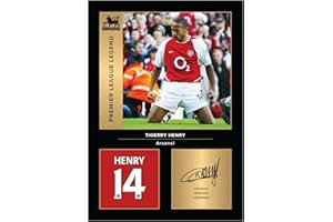 Icons Wall Art Photo imprimée A4 de Thierry Henry Arsenal Legends - Signature reproduite numériquement - Cadeau pour fan de football/football - Poster souvenir d'Arsenal sans cadre