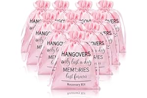 BAGUBDR 10PCS Hangover Kit Bag, 13 * 18cm(5.12 * 7.09in) Hangover Kit Fillers Hangover Kit Bag for Weddings and Celebrations Elegant Hangover Kit Bags with Drawstring Closure Gift for Bachelorette Parties