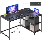 VASAGLE L Shaped Computer Desk, Corner Table with Storage, 110 x 80 cm | Home Office Study Workstation, Gaming PC Desk, 110 x