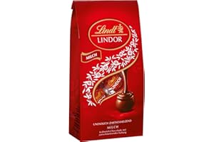 ‎LINDT Lindt Schokolade | LINDOR Beutel Milch | 137g | 10 Kugeln in Vollmilch-Schokolade mit zartschmelzender Füllung | Schokoladen-Geschenk