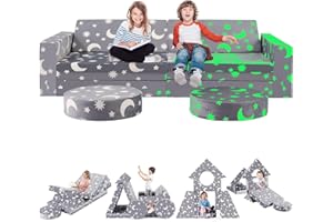 GILIRE Spielsofa für Kinder, Modulares Kinder Sofa Couch, Vielseitige über 500 Frei Baubare DIY-Festungen zum Spielen,Kreativität,Schlafen, Abnehmbar Spielsofa für Kinder für Spielzimmer,Schlafzimmer Möbel