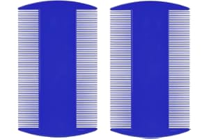FOHOLA 2 Pcs Lice Combs, Nit Combs, Durable Double Sided Headlice Combs, Headlice Treatment for Adults, Kids, Pets (2PCS, Blue)