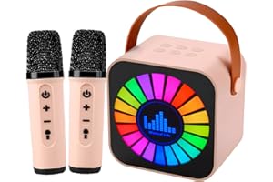 AIONLY Kids Karaoke Machines 2 Microphones, Mini Wireless Bluetooth Microphone for Children, Presents for Kids Ages 4-12, Christmas Stocking Fillers Gifts For Girl 4, 5, 6, 7, 8, 9, 10, 11 12 Year Old