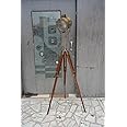 OVERSEAS MART Nautical Metal LEDTripod Spotlight, Antique Brass Lamp Pack Of 1
