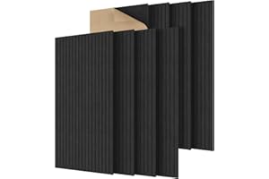 TONOR Lot de 8 Grands Panneau Acoustique Mural, 120x60x0,9 cm Mousse Acoustique Décorative Autocollante Pour absorber les échos dans les Maisons, les Bureaux et les Studios D'enregistrement, Noir
