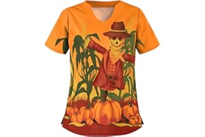 thuthu Kasack Damen Pflege Mit Karikatur Motiv Bunt T-Shirt Schlupfkasack Mit Taschen Kurzarm V-Ausschnitt Schlupfhemd Berufskleidung Krankenpfleger Uniformen Nurse Kasacks Damen Pflege