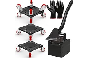 WOUOW Kit de Transporte de Muebles con Elevador de Muebles - Placa de Acero al Carbono Reforzada y 4 Ruedas TPE Giratorias 360°, Capacidad Máxima 500kg, Mueve Muebles Pesados Fácilmente (Negro)