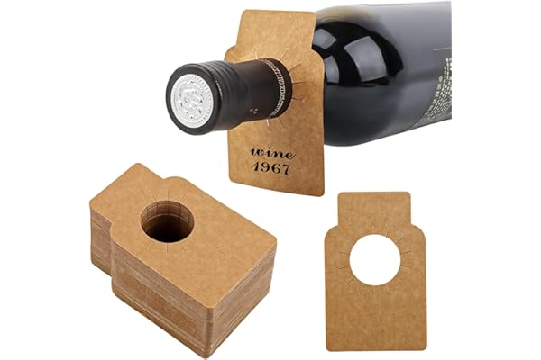 200 Pièces Étiquettes De Bouteille De Vin, Étiquette de Cave à Vin, Étiquettes Réutilisables Vin, Étiquette Goulot Bouteille Vin, Étiquettes Bouteille Vin, pour Bouteille de Vin et Caves (Marron)