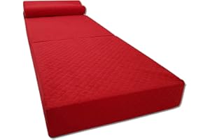 Odolplusz Komfortowy materac dla gości, składany materac z poduszką, składany materac o uniwersalnym stopniu twardości, wyprodukowano w UE, Ökotex (70 x 200 x 15 cm, czerwony)