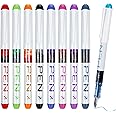 FRIUSATE 9 Colored Fountain Pens Disposable for Writing EF Nib Multicolor Ink Fine Point Pen Set Smooth Writing for Journaling Sketching Lettering Text Highlighting Calligraphy Office College School