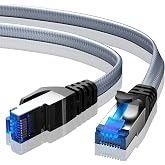 BUSOHE Cat 8 Ethernet Cable 4m, High Speed LAN Network 40Gbps 2000MHz | Braided Flat RJ45 Gigabit Internet Compatible with PC