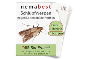 nemabest® Schlupfwespen gegen Lebensmittelmotten - 4 Karten à 1 Lieferung zur effektiven Bekämpfung - biologische Alternative zur Mottenfalle oder Pheromonfalle