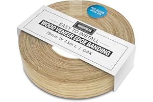 WoodPress® Real Oak Veneer Edging Tape – 19mm x 7.5m | Pre-Glued Iron on Edge Banding w/Hot Melt Adhesive