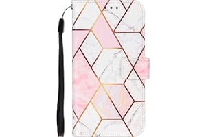 Reevermap Samsung Galaxy S21 FE 5G Case Marble Flip Leather Phone Case, Protective Wallet Card Holder ID Slots Magnetic Kickstand Silicone Bumper Cover for Samsung Galaxy S21 FE 5G, Pink & White