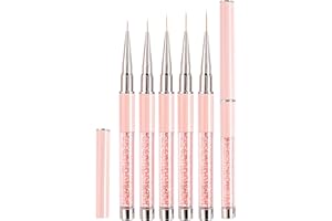 7/9/11/13/15mm Pinceles para Uñas Fino Decoracion Nail Art con Tapa 5 Piezas, LEA-SHALL Pincel de Gel Semipermanente Acrilica Profesional Kit Manicura Set Pintura Liner para Casa Bricolaje
