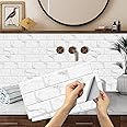 Fohome 6-Sheet White Marble Peel and Stick Tile,6"x12" Waterproof PVC Peel and Stick Backsplash,Self Adhesive Tile Sticker for Kitchen Bathroom