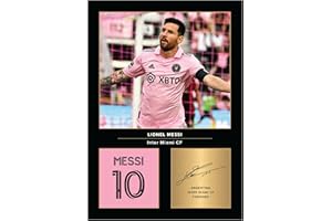 Icons Wall Art – Lionel Messi Inter Miami A4 Printed Photo Display – Digitally Reproduced Signature – Football/Soccer Fan Gift – Unframed Argentina Miami Memorabilia Poster