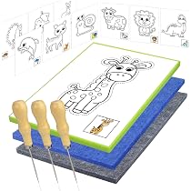 Neerow Lot D'Aiguilles à Picoter Pour Enfants – 10 Images, 2 Aiguilles, 2 Feutres – Bricolage Créatif Dès 3 Ans (Surveillance Adulte)