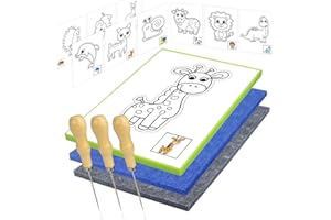 Lifuncren 3 Pièces Kit de Piquage Enfant, Kit Poinçonnage avec Tapis Feutre 20X15 cm pour Maternelle, Prickelset Fabrication (Thème Animalier)