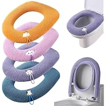 5 Coprisedile Per WC Morbidi E Lavabili - Set Multicolore, Elasticizzati, Per Water Ovali E Rotondi - Foto 9
