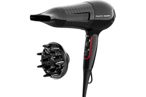 Rowenta Powerline CV591L - Secador de pelo de 2300 W, Tecnología Effiwatts, 6 ajustes de velocidad/temperatura, Thermocontrol, generador iónico, reduce el encrespamiento, cabello suave y brillante