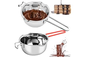 YUEMING 2 Pièces Bol de Fusion en Acier Inoxydable, Récipient pour Fondre du Chocolat avec Double Cec-verseur, 400ML Bol de fusion pour La Chauffage du Lait,du Beurre Ou du Chocolat