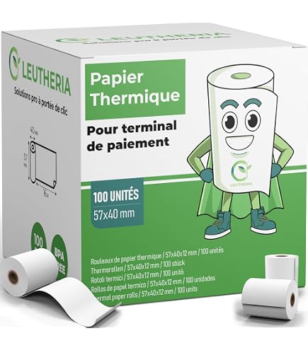 Lot de 50 Bobines, rouleau therique 57 x 27 x 12 pour Pidion ou