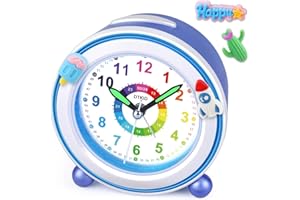 DTKID Sveglia per bambini analogica senza ticchettio, per bambini, sveglia silenziosa, comodino, senza ticchettio, per ragazzi e ragazze, funzione di luce snooze per la