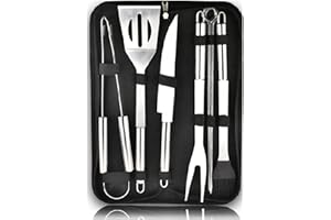 fakiku Kit Barbecue - Set Utensili Da Cucina Acciaio Per Grigliare o Arrostire Al Camino Carbonella Legna - Accessori Barbecue + Borsa (set barbecue)