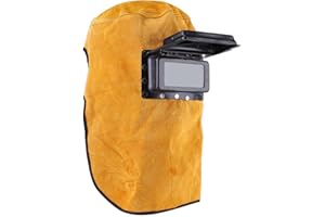 MISKALL Cagoule de Soudure en Cuir, Masque en Cuir de Bonne qualité Masque de Soudeur Auto-Obscurcissant Portefeuille Lentille de Protection Confortable & Résistant à la Chaleur