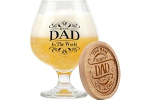 Funnli Dad Gifts, Glass Beer Mug+Bamboo Coaster Gifts for Dad on Fathers Day Birthday Christmas Wedding Anniversary from Daughter Son Wife, Daddy Presents from Baby