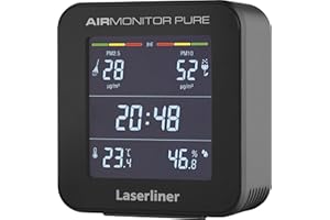 Umarex Laserline AirMonitor Pure (mit Präzisionssensor, Messung der flüchtigen organischen Verbindungen, zeigt Luftschadstoffe, Luftfeuchtigkeit, Temperatur und Uhrzeit an) 082.431A