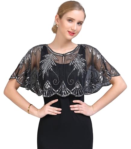 GIBZ Cardigan en dentelle pour femme - Châle fin à manches courtes - Motif floral - Transparent - Pour mariage, soirée, fête, Beige, Taille unique