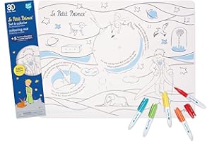 SUPER PETIT -Le Petit Prince- Edition limitée 80 ANS -Jeu éducatif - Set De Table éducatif - coloriage réutilisable - 5 Feutres - Facile à Nettoyer - set 40 x 30 cm - Réutilisable - À Partir De 3 Ans