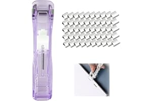 NectaRoy Cucitrice, Pinzatrice Creativa Riutilizzabile, Pinzatrice per Carta Senza Tracce, Spingere Spillatrici, Portatile Cucitrice Carta, Ufficio Cucitrice con 50 Pezzi Graffette Riutilizzabili