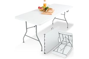 ‎AREBOS Arebos Buffettisch zusammenklappbar 182 x 74 x 74 cm Wetterfest Gartentisch Partytisch Klapptisch für Garten Terrasse und Balkon | 8 Personen | Campingtisch mit Tragegriff | Weiß