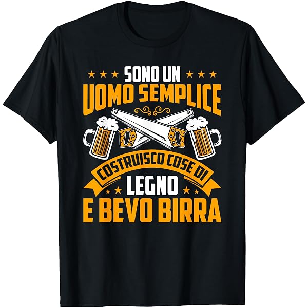 T-Shirt In Cotone 100% Per Uomo - Simbolo Corporazione Carpentiere - Made In Germany - Nero