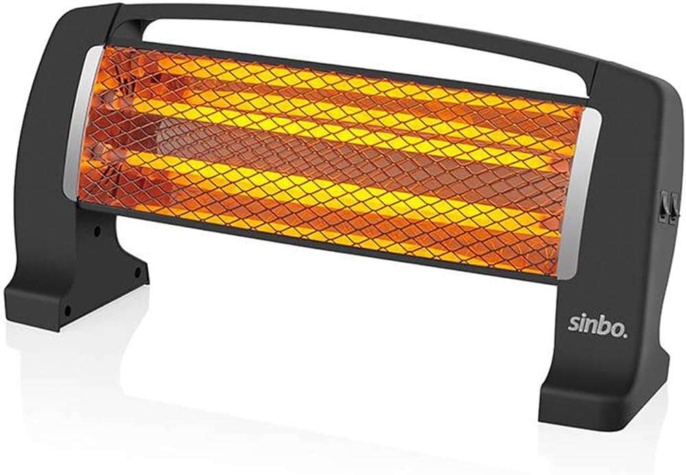 Sinbo SFH-3399 1000W (2x500W) Quartz Isıtıcı | 2 Kademeli Isı Ayarlı, Devrilme Emniyetli, Masa ve Yer Tipi Hızlı Isıtıcı