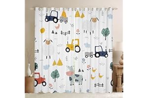 Homemissing Traktor verdunkelnde Dreapes Cartoon-Farmausrüstung, LKW-Vorhänge für Schlafzimmer, Wohnzimmer, Kinder, Jungen, Dekoration, Bauernhoftiere, Verdunkelungsvorhänge, Bauernhof, Kinderzimmer,