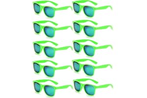 FSMILING Lot Lunette De Soleil Miroir Pour Femmes Hommes Lot Lunettes Fluo Lunettes Couleur Fantaisie Deguisement Adult Fluo Fete(10 pack vert)