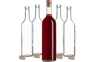 KADAX Weinflaschen 750ml, 10 Stück, leere Glasflaschen mit Korken für Wein, Liköre und Spirituosen, Flaschen zum Befüllen, Likörflaschen aus Glas (Transparent)