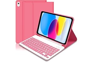 Hofsos Tastiera Custodia per iPad 10 Generazione/(A16) 11 Generazione(11/10.9 pollici, 2025/2022), Italiano QWERTY Rimovibile Bluetooth Tastiera, Custodia con Supporto Pencil per iPad 10a/11a Gen-Rosa