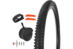 JIAYAN Pneus de vélo de rechange pliables de 61/66 x 4,95 cm avec leviers de pneu et doublures de pneus, pneu de VTT 61/66 cm et chambre à air pour VTT tout-terrain