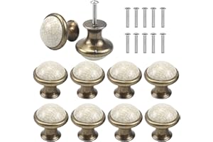 AvoDovA Vintage 10 szt. ceramicznych okrągłych gałek do szuflad, Shabby Chic, 33 mm, uchwyty do szafek kuchennych i szafek