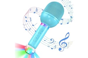 TONOR Mikrofon do karaoke z kulą dyskotekową w kolorach RGB, bezprzewodowy głośnik Bluetooth i kula dyskotekowa z USB do telefonu komórk./PC, minizabawka do ładowania, do karaoke dla dzieci