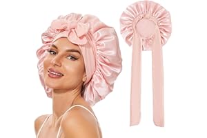 ‎CATELVES Catelves Seidenhaube zum Schlafen Lange Haare, Silk Bonnet Weiche und Bequeme, Bonnet Seide, Hair Bonnet, Schlafhaube Seide für Verstellbares Breites Band zur Befestigung am Kopf(Hellrosa)